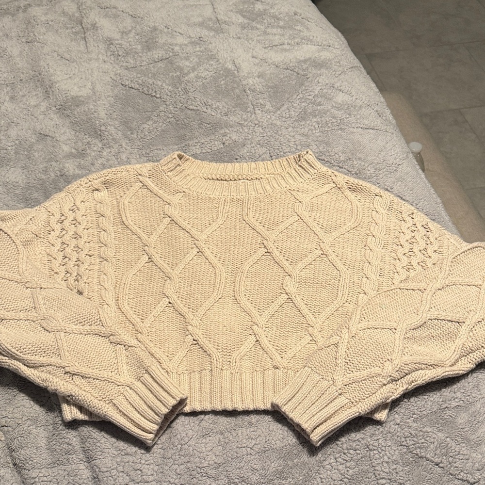 Aeropostale Cream Cable Knit Sweater